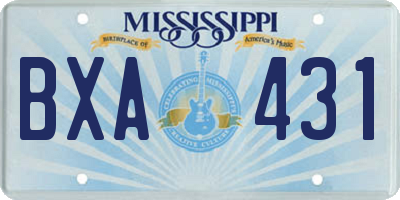 MS license plate BXA431