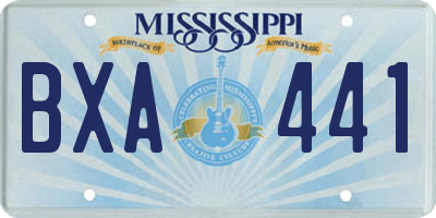 MS license plate BXA441