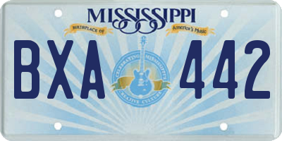 MS license plate BXA442