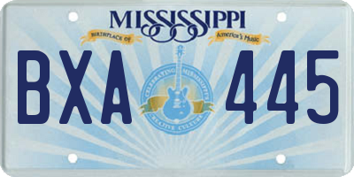 MS license plate BXA445