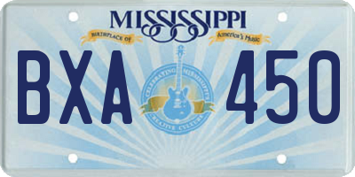 MS license plate BXA450