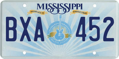 MS license plate BXA452