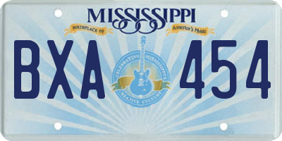 MS license plate BXA454