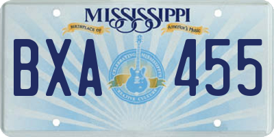 MS license plate BXA455