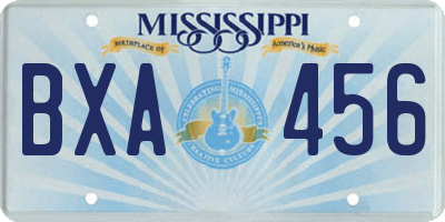 MS license plate BXA456