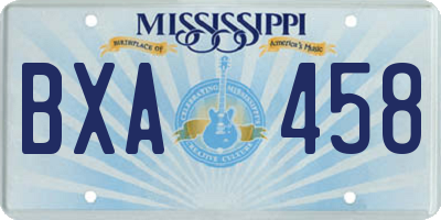 MS license plate BXA458