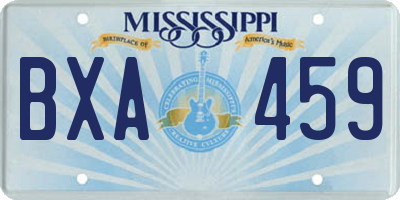 MS license plate BXA459