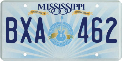 MS license plate BXA462