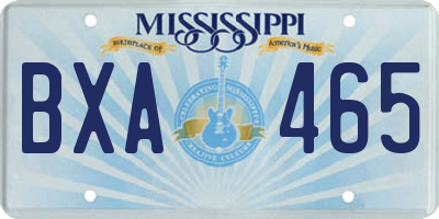 MS license plate BXA465