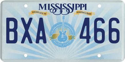 MS license plate BXA466