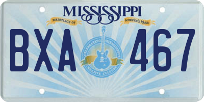 MS license plate BXA467