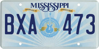 MS license plate BXA473