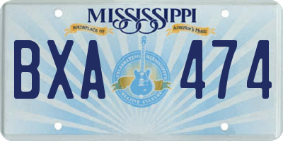 MS license plate BXA474