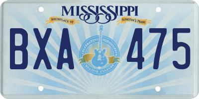MS license plate BXA475