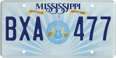 MS license plate BXA477