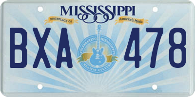 MS license plate BXA478