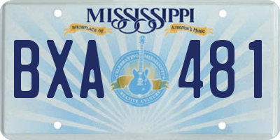 MS license plate BXA481