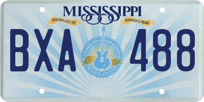 MS license plate BXA488