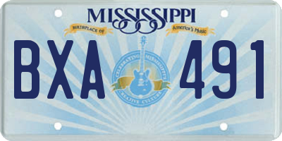 MS license plate BXA491