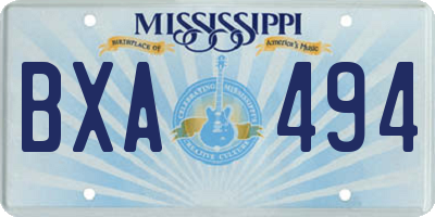 MS license plate BXA494