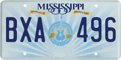 MS license plate BXA496