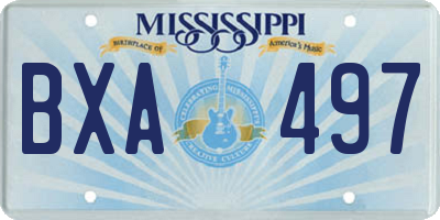 MS license plate BXA497