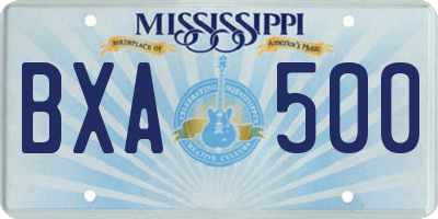 MS license plate BXA500