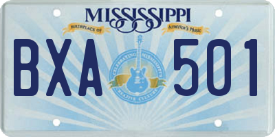 MS license plate BXA501