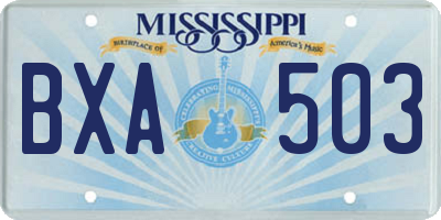 MS license plate BXA503