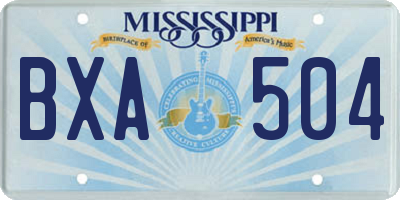 MS license plate BXA504