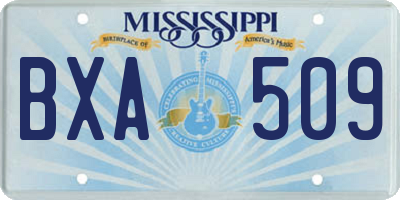 MS license plate BXA509