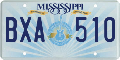 MS license plate BXA510
