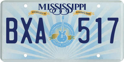 MS license plate BXA517