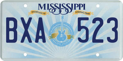MS license plate BXA523