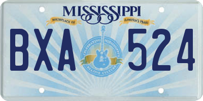 MS license plate BXA524