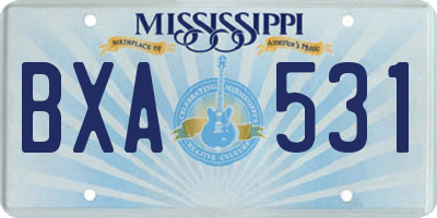 MS license plate BXA531