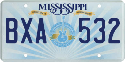 MS license plate BXA532