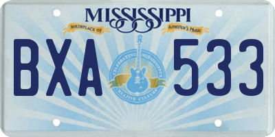 MS license plate BXA533