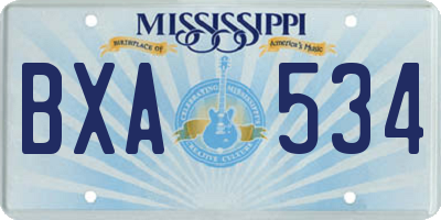 MS license plate BXA534