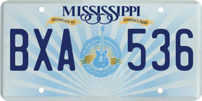 MS license plate BXA536
