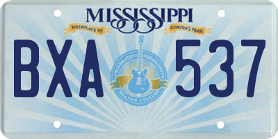 MS license plate BXA537