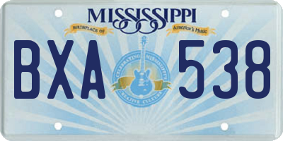 MS license plate BXA538