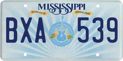 MS license plate BXA539