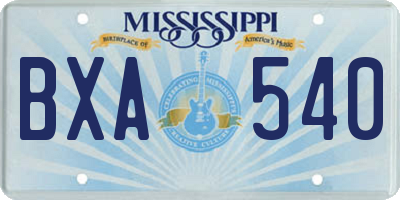 MS license plate BXA540