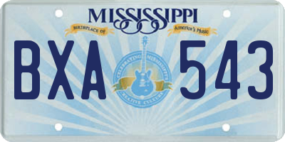 MS license plate BXA543