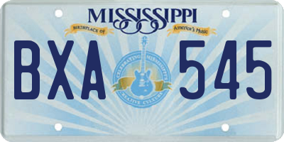 MS license plate BXA545
