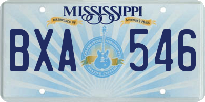 MS license plate BXA546