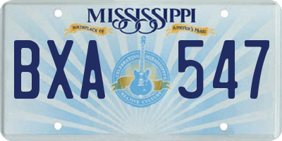 MS license plate BXA547