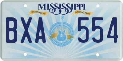 MS license plate BXA554
