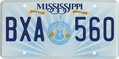 MS license plate BXA560